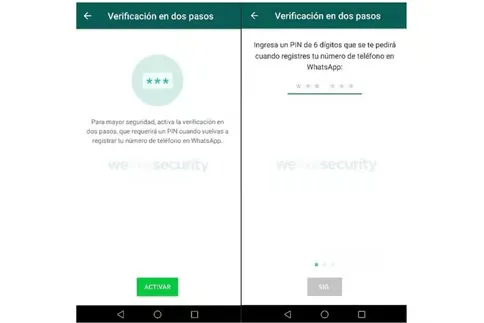 Hacer la verificación en dos pasos se logra desde la configuración de la ‘app’. Foto: Captura ESET.